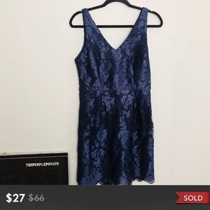 NWT Lulus Navy Floral Lace A-Line Cocktail Dress